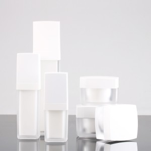 Simple Square Double Layer Black Frosted Packaging Container Essence Cosmetics Cream Jar