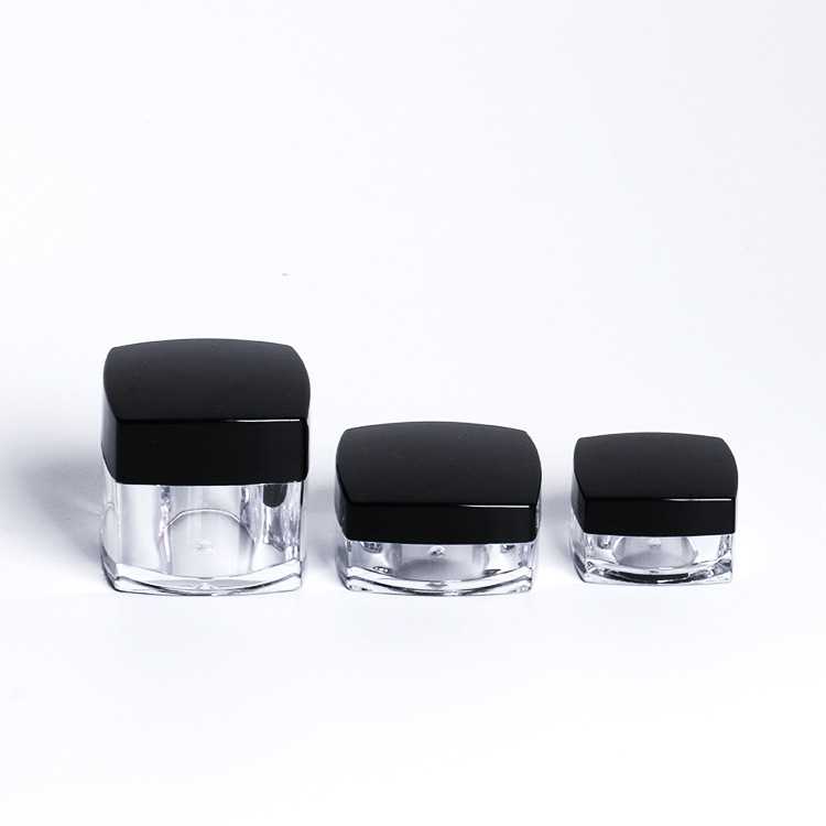 Top Quality Acrylic Bottle Pour - 3g 5g 10g 20g square nail art pigment container eco-friendly plastic loose powder jar with black lids – Sich