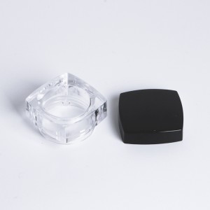 3g 5g 10g 20g square nail art pigment container eco-friendly plastic loose powder jar with black lids
