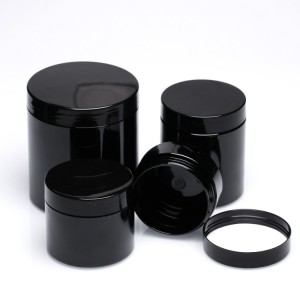 Stock empty PET plastic 80ml 120ml 150ml 250ml 500ml black cosmetic jar for cream skin care packaging container
