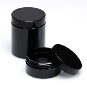 Stock empty PET plastic 80ml 120ml 150ml 250ml 500ml black cosmetic jar for cream skin care packaging container