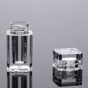 Transparent 2.5g 10g square cosmetic small eye glitter jars for powder nail 10ml