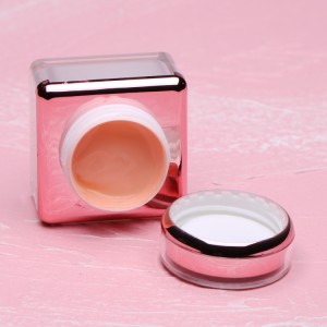 Square cosmetics storage container 5g 15g 40g empty pink skin care packaging plastic cream jar