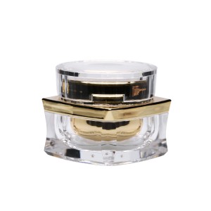 Luxury 5g 15g square gold nail polish pots double wall body cream cosmetic acrylic jar with cover