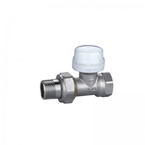 STA straight thermostatic radiator valve with union, sand blast and nickel plated, capable of installing temperature control head.