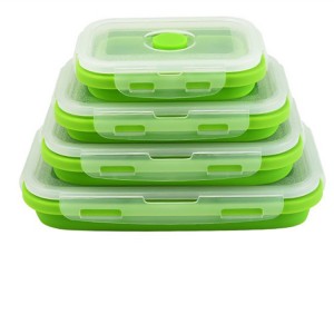 Leak proof silicone foldable lunch box