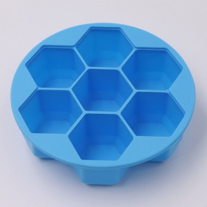 Molde hexagonal de silicone para gelo com tampa