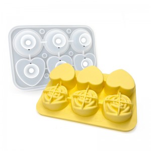 6 Cavity Heart Rose Silicone Ice Cube Mold
