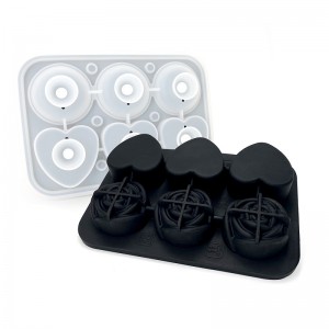 6 Cavity Heart Rose Silicone Ice Cube Mold