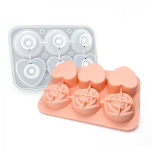 6 Cavity Heart Rose Silicone Ice Cube Mould