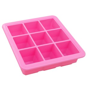 Custom 9-grid Silicone Ice Cube Tray with Lid