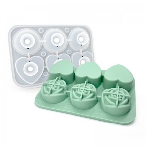 6 Cavity Heart Rose Silicone Ice Cube Pwm