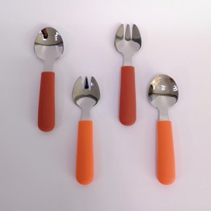Long handle silicone spoon and fork set
