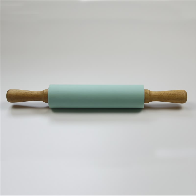 2021 wholesale price Wood Rolling Pin - Silicone Rolling Pin – Dough Roller for Pizza, Cookie with Wooden Handle & Nonstick Surface  – Transben