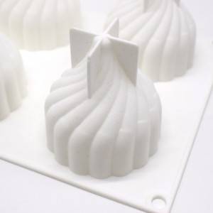 6 Cavities Silicone 3D Spiral Shaped Fondant Mold for Chocolate Cake Handmade Soap Mould Candy Making Pastry Candle DIY Cupcake Dessert Decoration