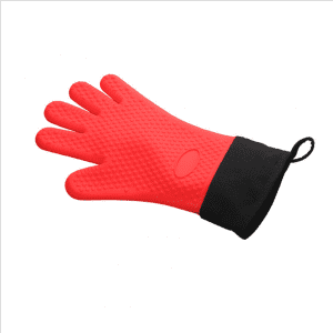 GEEKHOM Grilling Gloves, Heat Resistant Gloves BBQ Kitchen Silicone Oven Mitts, Long Waterproof Non-Slip Potholder for Barbecue, Cooking, Baking (Black)