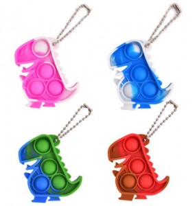 Silicone Stress Relief Push Bubble Keychain Set Bubble Popper cartoon Mini Push Pop Fidget Keychain