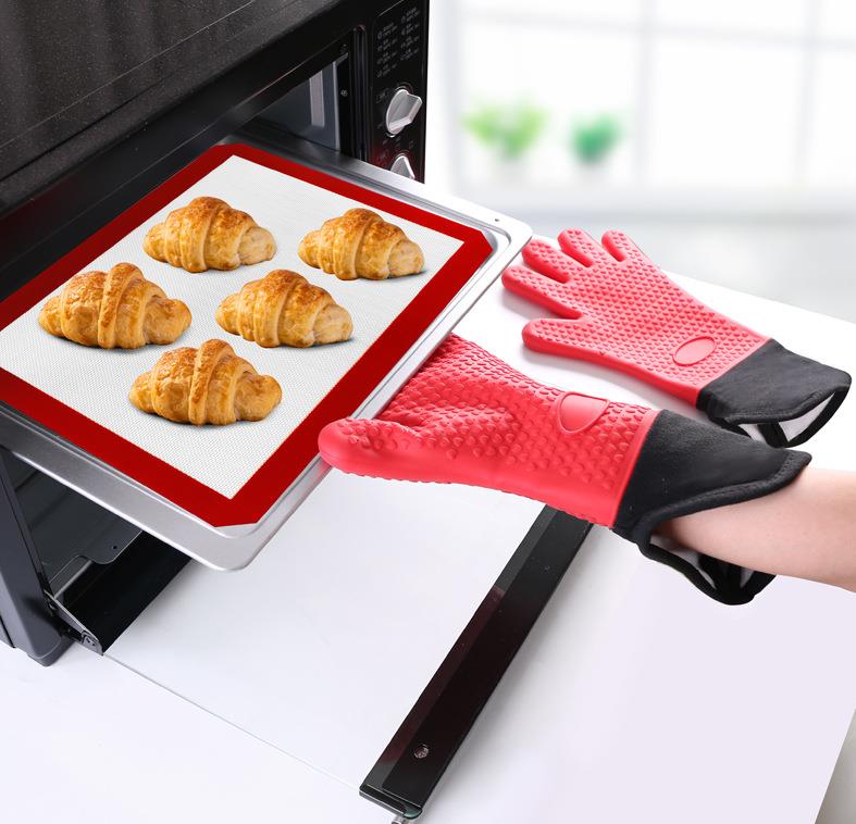 Good quality Silicone Hand Gloves For Dishwashing - Fast shipping custom printing logo silicone cotton oven mitts  – Jingqi