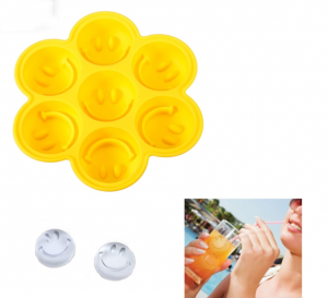 Factory wholesale Round Ice Cube Tray Silicone - Round Silicone Ice Cube Molds , Shaped Ice Cube Trays Smiling Face Shape – Jingqi