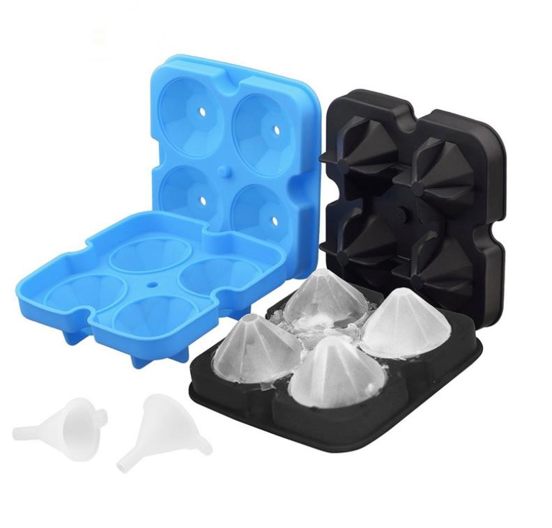 Excellent quality 3d Skull Silicone Ice Cube Mold Tray - 3D Diamond Silicone Ice Cube Molds 12*12*3.8CM For Drinks – Jingqi