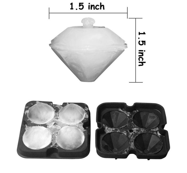 3D Diamond Silicone Ice Cube Molds 12*12*3.8CM For Drinks