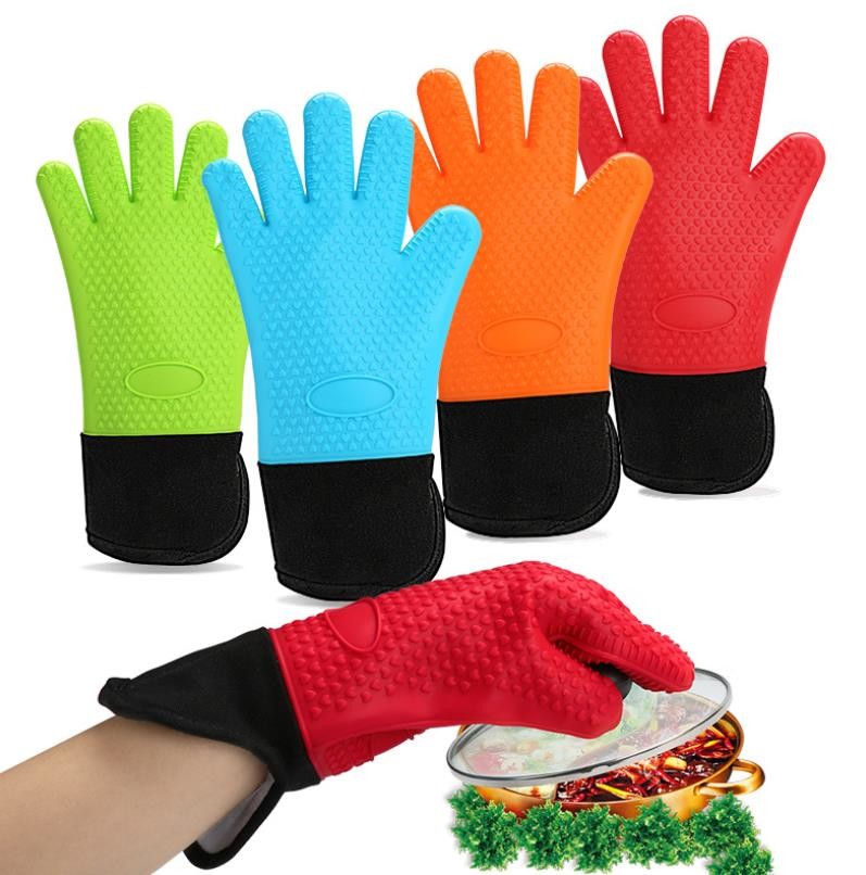 High Temp Long Side Opening Silicone Hand Gloves Sleeve Design Easy Cleaning Featured Image