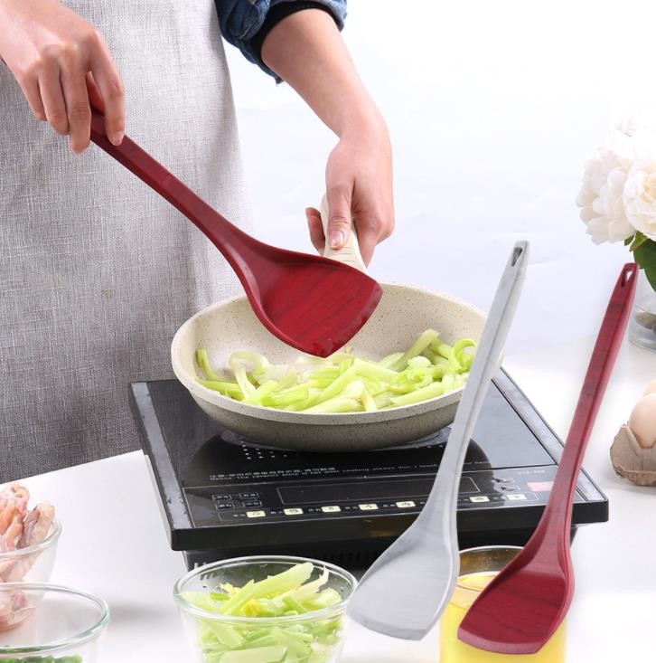 Wood Grain styles Food Grade Silicone Turner  Cooking Tools for Non-stick pan