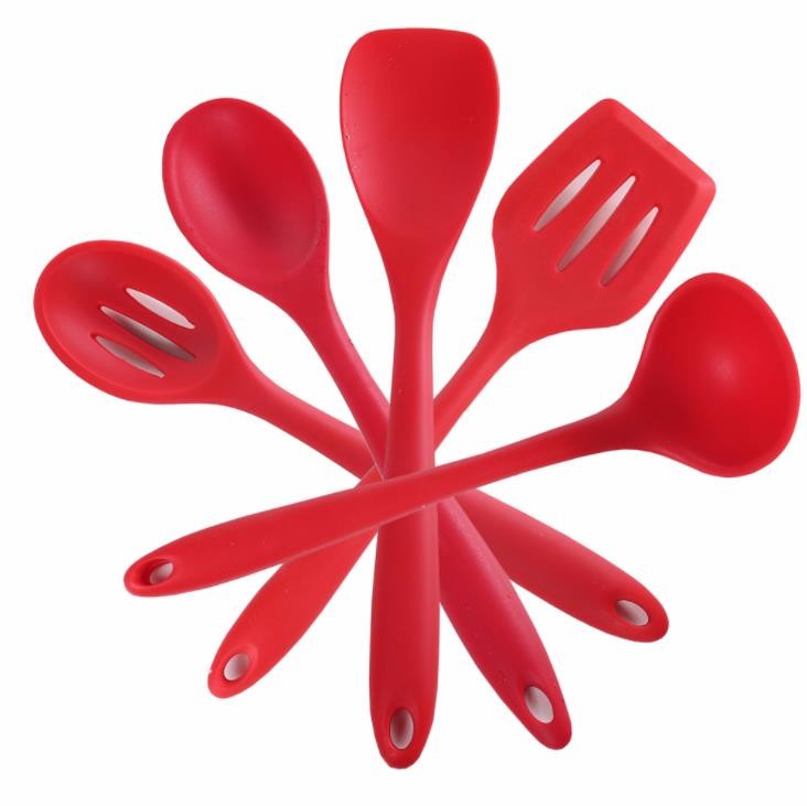 Food Grade Red color  Silicone Cooking Kitchen Tools Sets 5 different styles
