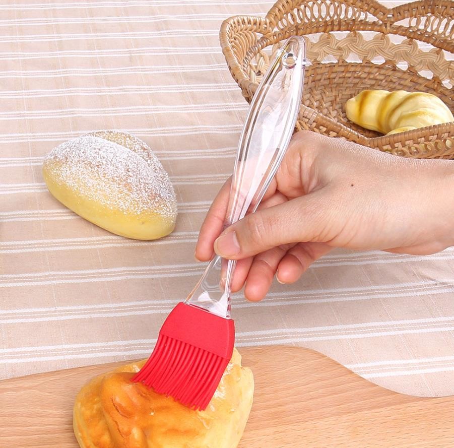 Large size Transparent plastic handle Food Grade Silicone Baking Brush