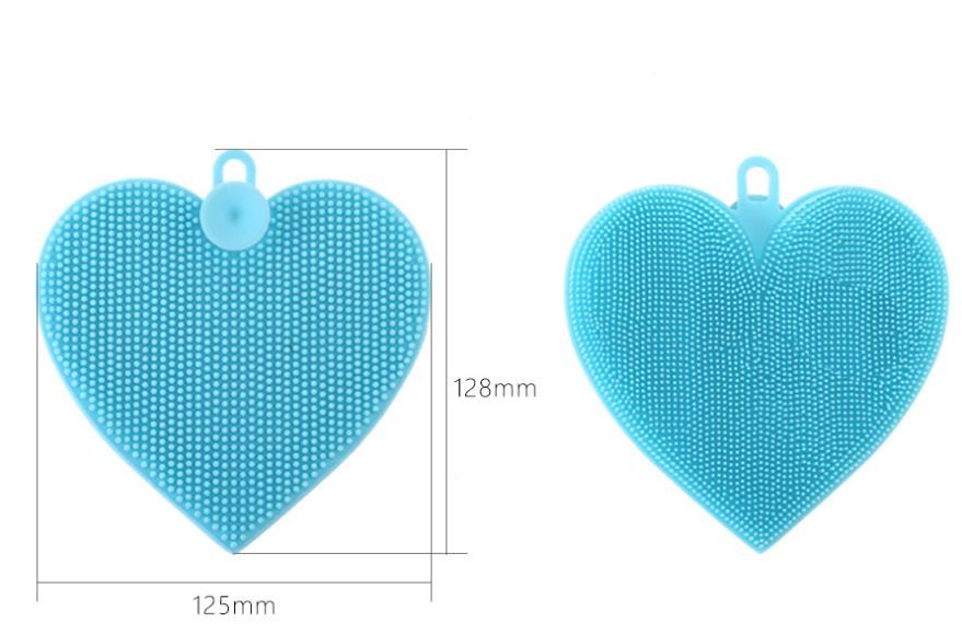 Heart shape Food Grade Silicone Washing Brush  for Cleaning dishes and fruit