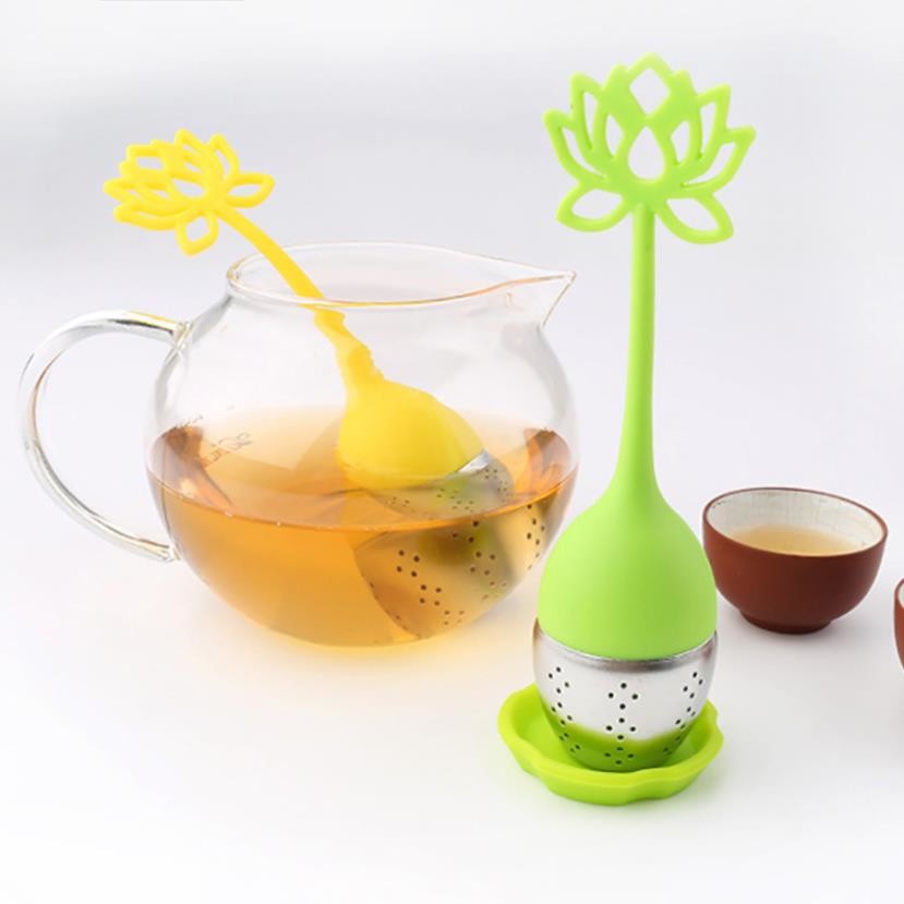 Lotus Flower shape Food Grade Silicone Tea strainer with printing logo Featured Image