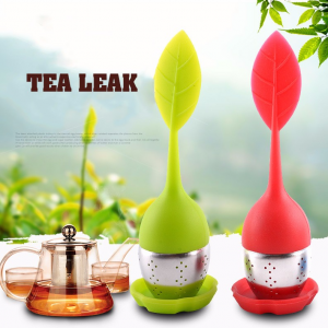 BAP free tea infuser Cute silicone tea infuser leaf shape FDA silicone
