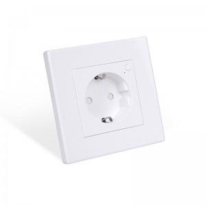 Tuya WiFi Smart in wall socket with power meter, PC or Tempered glass frame, EU plug