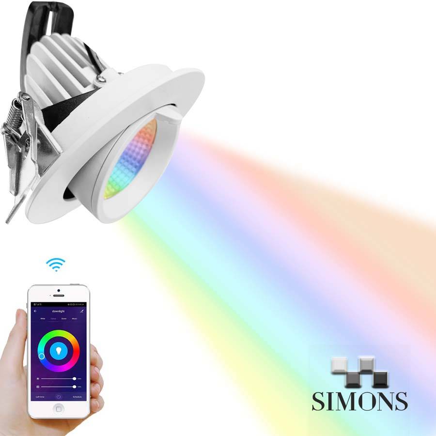 Wholesale Ceiling Downlights - RGBW COB Gimbal Smart Downlight – Simons