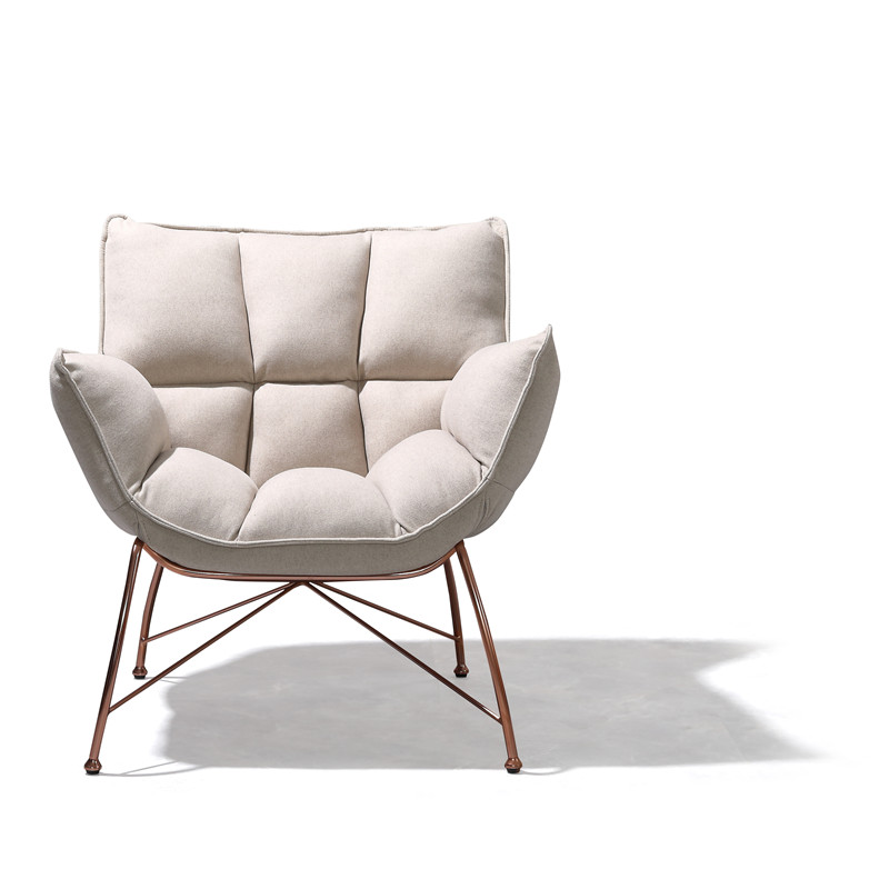 Interior Decorative soft light gray Linen Fabric Husk ArmChair Lounge Chair