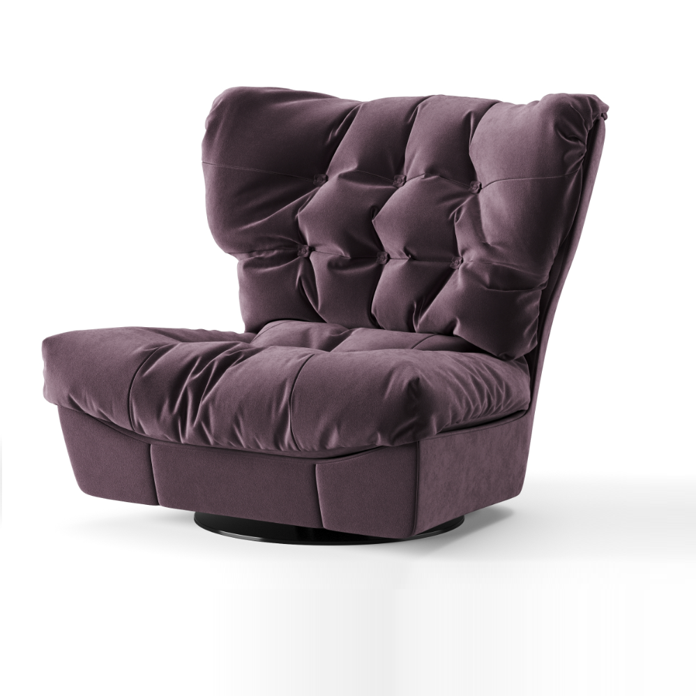 Modern Milano Armchair, purple Velvet Swivel Chair