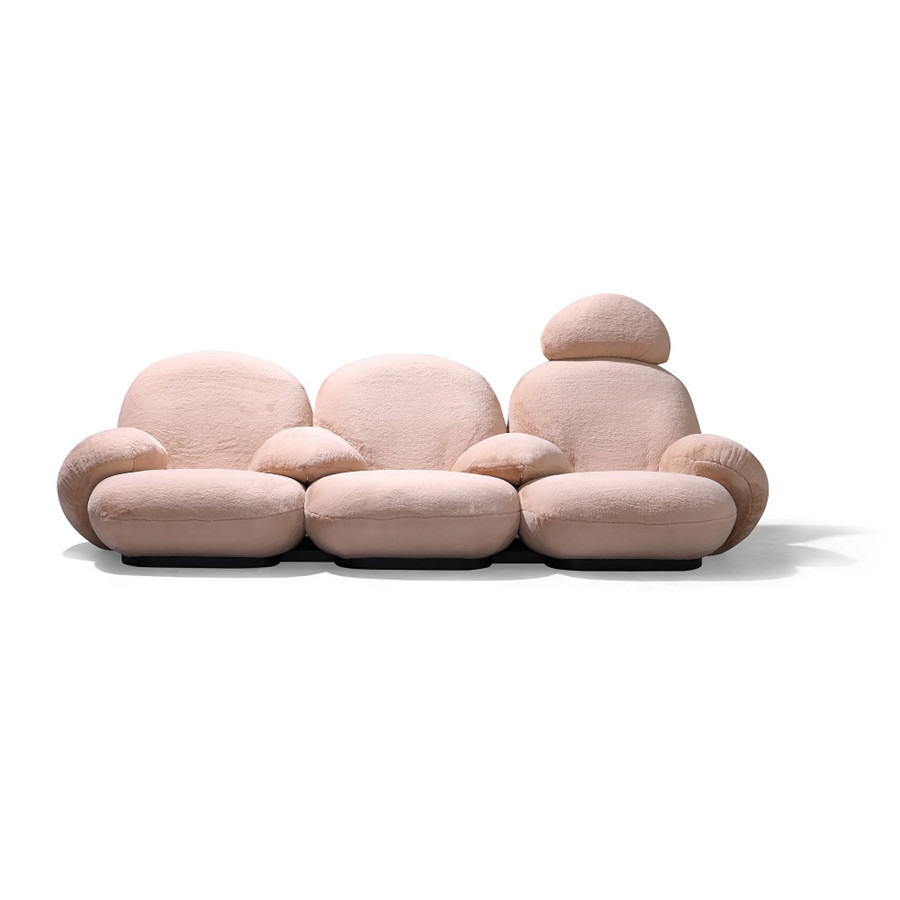 gubi-pacha-lounge-sofa-with-armrest-pink 3 seater fabric sofa pink