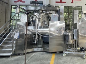 1000L хидрауличен лифт автоматска машина за производство на козметика за тело емулзија емулзија вакуум емулзија миксер Хомогенизатор