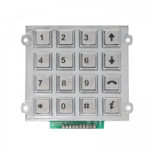 4×4-Tastaturen aus Zinklegierung für öffentliche Maschinen mit Braille-Tasten B666