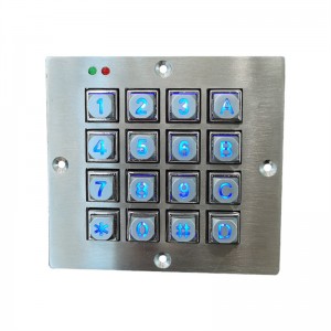 16 na key UART LED backlight metal keypad B660