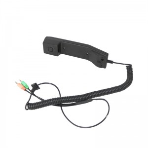 Industrial kiosk telephone handset with 3.5mm DC audio jack and matched stand A27