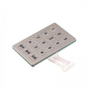 Keypad logam kasar dengan tata letak 3×5 untuk B722 luar ruangan