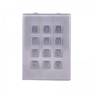 12 keys stainless steel keypad with housing for outdoor use with IP67 grade B886