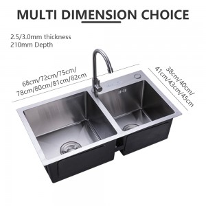 Wholesale Price Zhongshan Supplier Hand-Made 304 201 Stainless Steel 7843 Kitchen Products Double Bowl Kitchen Sink (BS-310R-304)