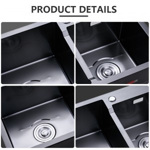 OEM/ODM Manufacturer Handmade Stainless Steel 304 Undermount Double Bowl Basin Bathroom Kitchen Sink