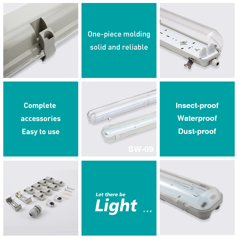 Illuminate your space with SW09 T8 tube waterproof and tri-proof lamp