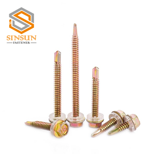 Yellow Zinc Roofing Screw Hexagonal Head Self Drilling Screw with  transparent  PVC Washer