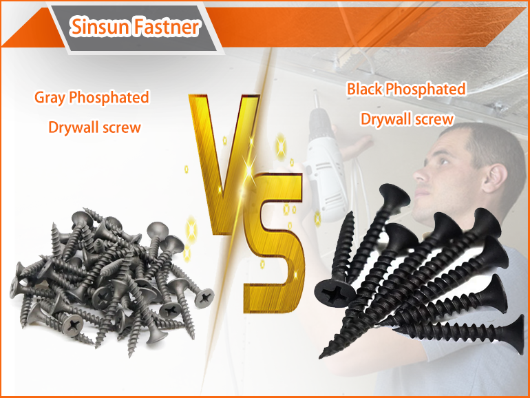 The difference between gray phosphate drywall screws and black phosphate?