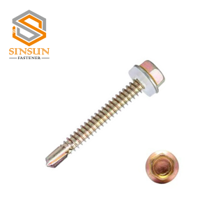 Yellow Zinc Roofing Screw Hexagonal Head Self Drilling Screw with  transparent  PVC Washer