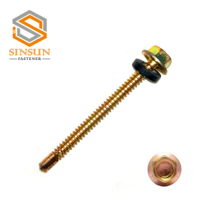 Yellow Zinc Hex Head Self Drilling Screws With Black PVC Washer